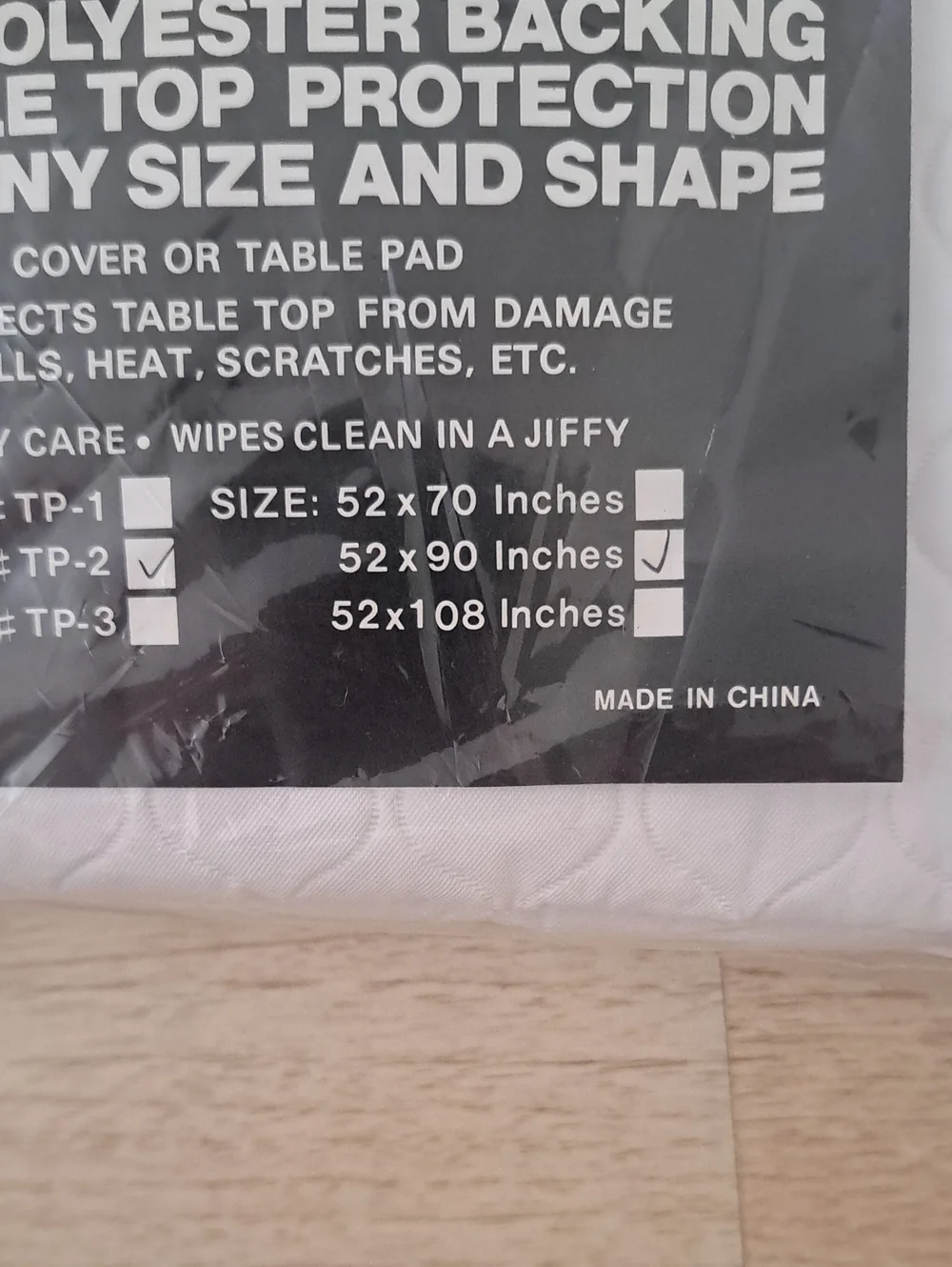 Quilted Table Pad - White #TP - 2  52 × 90 Polyester Backin